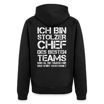 Stolzer Chef Des Besten Teams Shirt Geschenkt Boss - Unisex Premium Bio Zip Hoodie - Schwarz - Hinten - Nico (187cm)