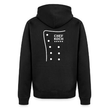 Chef Koch 5 Sterne Kochen Meisterkoch Geschenk - Unisex Premium Bio Zip Hoodie - Schwarz - Hinten - Nico (187cm)