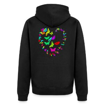 Heart made of butterflies - metallic - Unisex Premium Organic Zip Hoodie - black - Back - Nico (187cm)