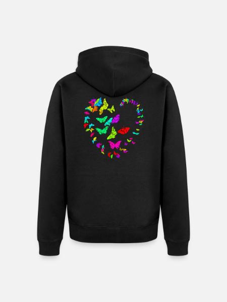 Heart made of butterflies - metallic - Unisex Premium Organic Zip Hoodie - black
