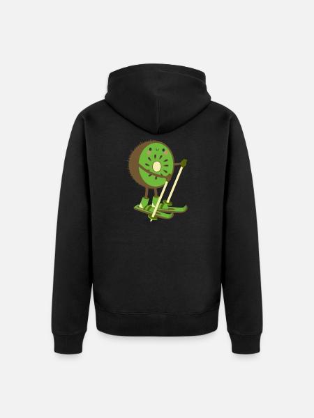 Skiwi Kiwi Ski Skiër Fruit Fruit Winter - Uniseks Premium bio ziphoodie - zwart