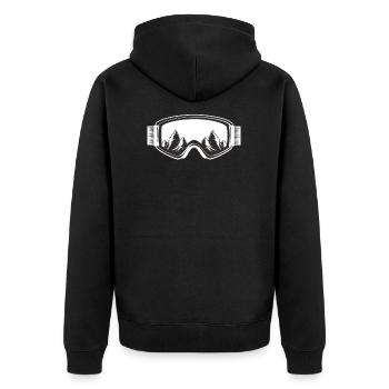 Skibrille Berge Alpen Wintersport Wintersportler - Unisex Premium Bio Zip Hoodie - Schwarz - Hinten - Nico (187cm)