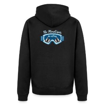 The Mountains Are Calling Skibrille Berge Apres - Unisex Premium Bio Zip Hoodie - Schwarz - Hinten - Nico (187cm)