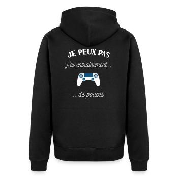 J peux pas j ai console - Veste à capuche bio Premium Unisexe - noir - Dos - Nico (187cm)