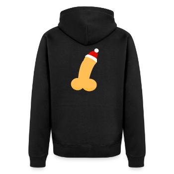 Penis Weihnachten - Unisex Premium Bio Zip Hoodie - Schwarz - Hinten - Nico (187cm)