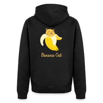 chat banane mignon - Veste à capuche bio Premium Unisexe - noir - Dos - Nico (187cm)