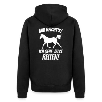 Mir reicht's ich gehe jetzt Reiten - Unisex Premium Bio Zip Hoodie - Schwarz - Hinten - Nico (187cm)