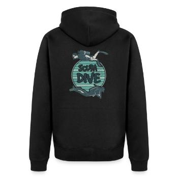 Scuba Dive Diver Diving Taucher Tauchfreunde - Unisex Premium Bio Zip Hoodie - Schwarz - Hinten - Nico (187cm)