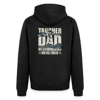 Taucher Dad Normaler Vater Viel Cooler Tauchen - Unisex Premium Bio Zip Hoodie - Schwarz - Hinten - Nico (187cm)