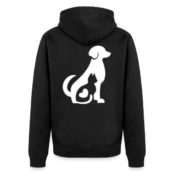 Dog and Cat together! Pet Love - cat and dog - Unisex Premium Organic Zip Hoodie - black - Back - Nico (187cm)