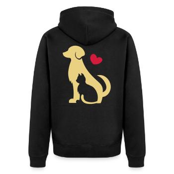 Chien avec chat - amis pour toujours - chat et chien - Veste à capuche bio Premium Unisexe - noir - Dos - Nico (187cm)