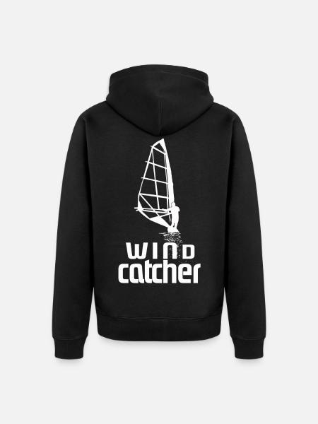 Windsurfer Silhouette Windcatcher Weith - Veste à capuche bio Premium Unisexe - noir