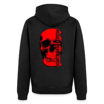 Red Skull - Velvet Black Cult Clothing - Unisex Premium Bio Zip Hoodie - Schwarz - Hinten - Nico (187cm)