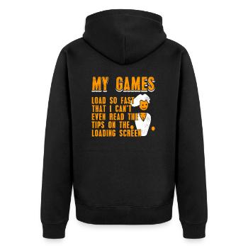 My games load PC Master Races so quickly - Unisex Premium Organic Zip Hoodie - black - Back - Nico (187cm)