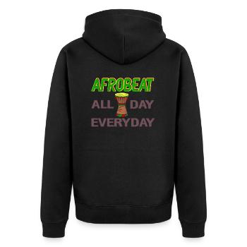Afrobeat den ganzen Tag, jeden Tag - Unisex Premium Bio Zip Hoodie - Schwarz - Hinten - Nico (187cm)
