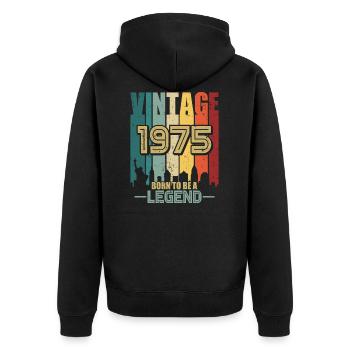 1975 idée de cadeau d'anniversaire rétro vintage - Veste à capuche bio Premium Unisexe - noir - Dos - Nico (187cm)