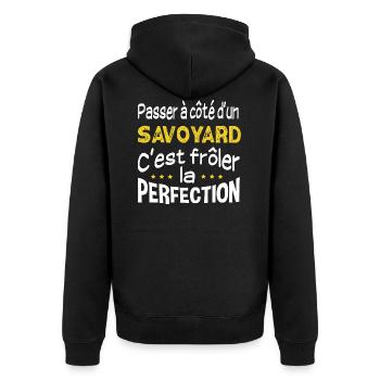 Savoyard perfection. Cadeau haute-savoie région - Veste à capuche bio Premium Unisexe - noir - Dos - Nico (187cm)