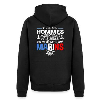 Marin Métier Cadeau Humour Marine Mer Homme - Veste à capuche bio Premium Unisexe - noir - Dos - Nico (187cm)