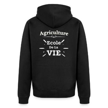ecole de la vie agriculture, citation cool - Veste à capuche bio Premium Unisexe - noir - Dos - Nico (187cm)