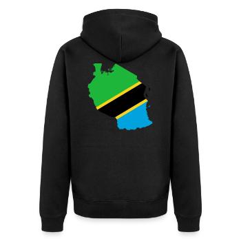 Tanzania flag map flag - Unisex Premium Organic Zip Hoodie - black - Back - Nico (187cm)