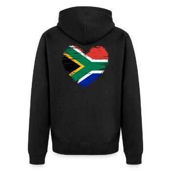 Coeur, drapeau, drapeau et armoiries de l'Afrique du Sud. - Veste à capuche bio Premium Unisexe - noir - Dos - Nico (187cm)