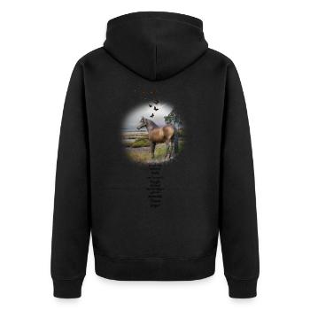 Stallion in a beautiful landscape - Unisex Premium Organic Zip Hoodie - black - Back - Nico (187cm)