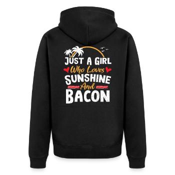 Just A Girl Who Loves Sunshine And Bacon - Bacon - Unisex Premium Organic Zip Hoodie - black - Back - Nico (187cm)
