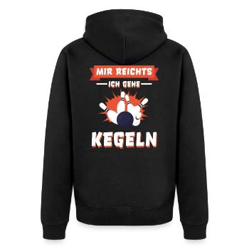 Kegeln Kegler Kegelspruch lustig Geschenk - Unisex Premium Bio Zip Hoodie - Schwarz - Hinten - Nico (187cm)