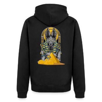 Egypt - Unisex Premium Organic Zip Hoodie - black - Back - Nico (187cm)