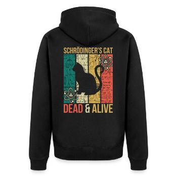 Physics thought experiment Schrödinger's cat - Unisex Premium Organic Zip Hoodie - black - Back - Nico (187cm)
