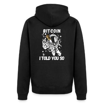 Bitcoin i told you so - Unisex Premium Bio Zip Hoodie - Schwarz - Hinten - Nico (187cm)