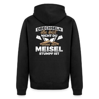 Drechseln Drehen Drechsler - Unisex Premium Bio Zip Hoodie - Schwarz - Hinten - Nico (187cm)