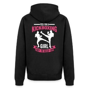 Kickboxing girl gift - Unisex Premium Organic Zip Hoodie - black - Back - Nico (187cm)