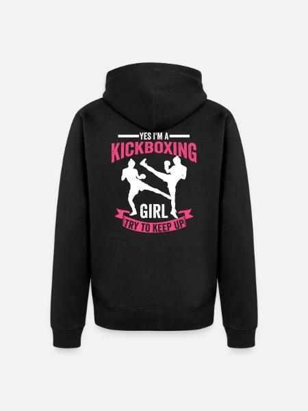 Kickboxen Mädchen Geschenk - Unisex Premium Bio Zip Hoodie - Schwarz