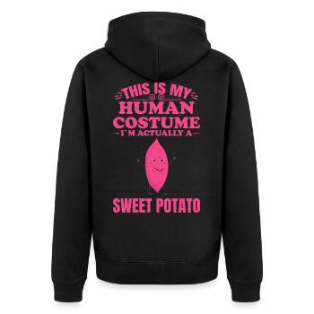 c'est mon costume humain patate douce patate - Veste à capuche bio Premium Unisexe - noir - Dos - Nico (187cm)