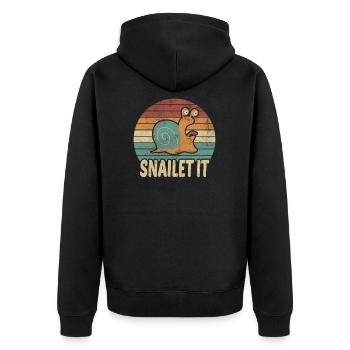 Snailet It Wortspiel Schnecke Schnecken Geschenk - Unisex Premium Bio Zip Hoodie - Schwarz - Hinten - Nico (187cm)