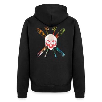 Ski skull skull skier shirt - Unisex Premium Organic Zip Hoodie - black - Back - Nico (187cm)