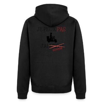 Je peux pas j'ai moto - Veste à capuche bio Premium Unisexe - noir - Dos - Nico (187cm)