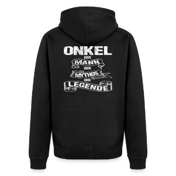 Onkel - Unisex Premium Bio Zip Hoodie - Schwarz - Hinten - Nico (187cm)