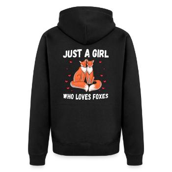 Just A Girl Who Loves Foxes - Unisex Premium Organic Zip Hoodie - black - Back - Nico (187cm)