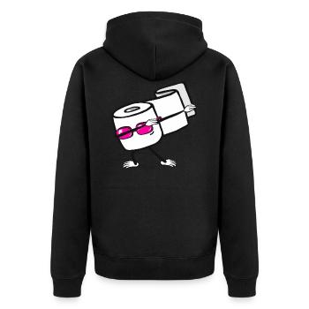 Toilettenpapier Dabbing Geschenk - Unisex Premium Bio Zip Hoodie - Schwarz - Hinten - Nico (187cm)
