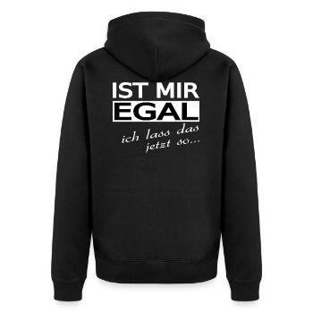 Spruch - Unisex Premium Bio Zip Hoodie - Schwarz - Hinten - Nico (187cm)