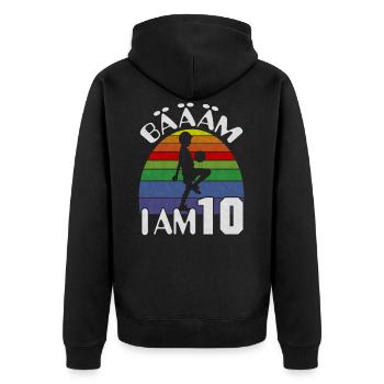 10 anniversaire d’enfants football - Veste à capuche bio Premium Unisexe - noir - Dos - Nico (187cm)