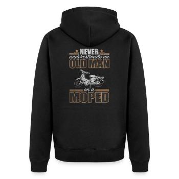Old Man Underestimate On A Moped Mofa Grandpa Bicycle - Unisex Premium Organic Zip Hoodie - black - Back - Nico (187cm)