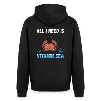 All I Need Is Vitamin Sea - Unisex Premium Bio Zip Hoodie - Schwarz - Hinten - Nico (187cm)