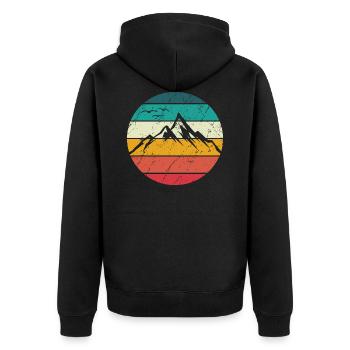 Berge Retro Berg Vintage Wandern Klettern Gebirge - Unisex Premium Bio Zip Hoodie - Schwarz - Hinten - Nico (187cm)