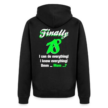 18 Geburtstag Lustiger Spruch - Unisex Premium Bio Zip Hoodie - Schwarz - Hinten - Nico (187cm)