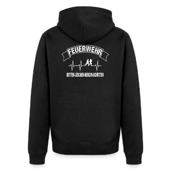 Feuerwehr - Unisex Premium Bio Zip Hoodie - Schwarz - Hinten - Nico (187cm)