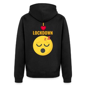 Lustig lustig lustig lustig lustig Lustig - Unisex Premium Bio Zip Hoodie - Schwarz - Hinten - Nico (187cm)