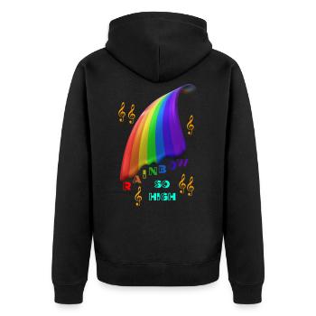 Regenbogen Regenbogen Regenbogen Regenbogen - Unisex Premium Bio Zip Hoodie - Schwarz - Hinten - Nico (187cm)